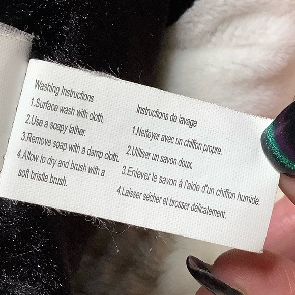 Loblaws Black and White Plush Puppy Dog with Red Heart Ribbon Stuffed Animal Toy - Picture 12 of 14